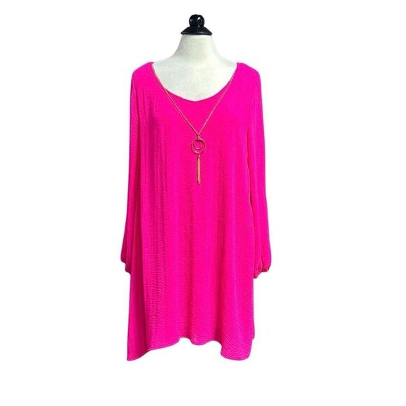 Chloe+Rene Women’s Fuchsia Pink Open Sleeve Dress Size Large NEW - Picture 1 of 9